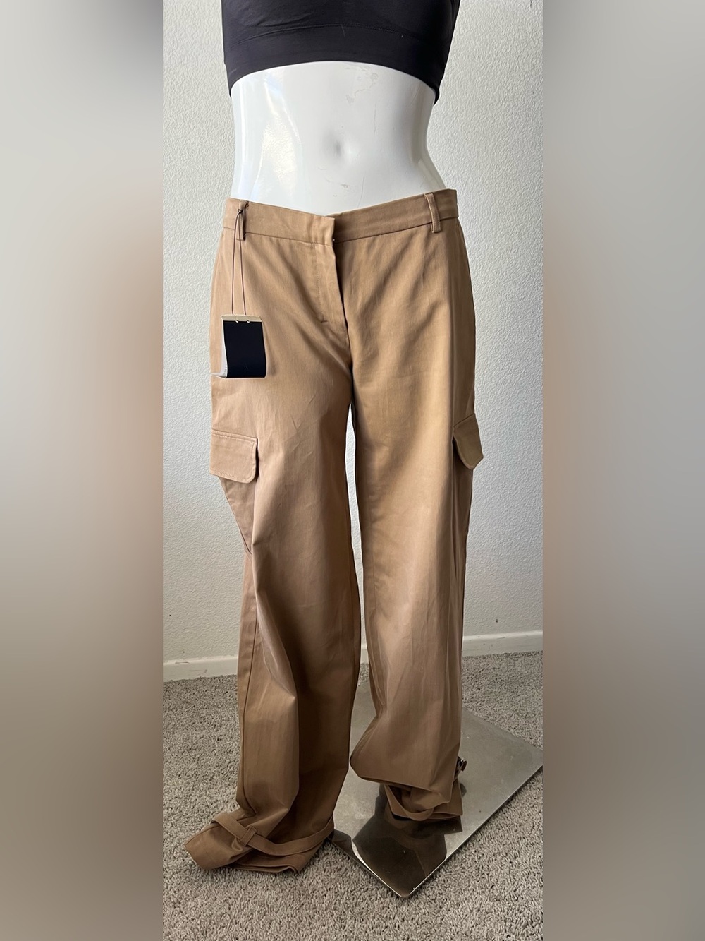 S'MaxMara Beige Cotton Cargo Women's Pants- MADE IN ITALY